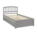 Letto a piattaforma singolo con letto estraibile, struttura del letto singolo in legno con testiera per camera da letto