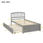 Letto a piattaforma singolo con letto estraibile, struttura del letto singolo in legno con testiera per camera da letto