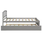 Letto a piattaforma singolo con letto estraibile, struttura del letto singolo in legno con testiera per camera da letto