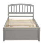 Letto a piattaforma singolo con letto estraibile, struttura del letto singolo in legno con testiera per camera da letto