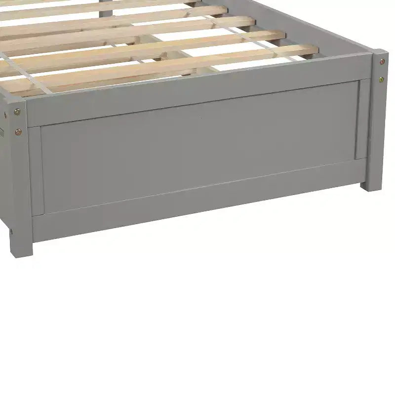 Letto a piattaforma singolo con letto estraibile, struttura del letto singolo in legno con testiera per camera da letto