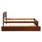 Letto a piattaforma singolo con letto estraibile, struttura del letto singolo in legno con testiera per camera da letto