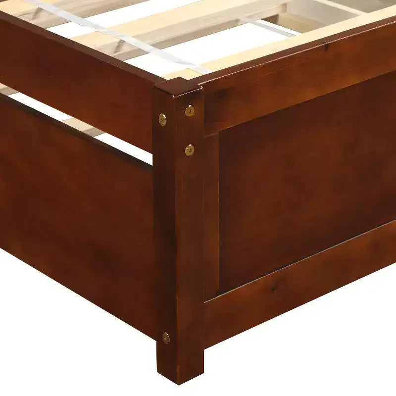 Letto a piattaforma singolo con letto estraibile, struttura del letto singolo in legno con testiera per camera da letto