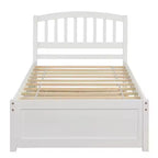 Letto a piattaforma singolo con letto estraibile, struttura del letto singolo in legno con testiera per camera da letto