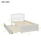 Letto a piattaforma singolo con letto estraibile, struttura del letto singolo in legno con testiera per camera da letto