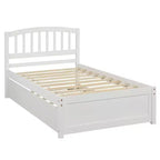 Letto a piattaforma singolo con letto estraibile, struttura del letto singolo in legno con testiera per camera da letto
