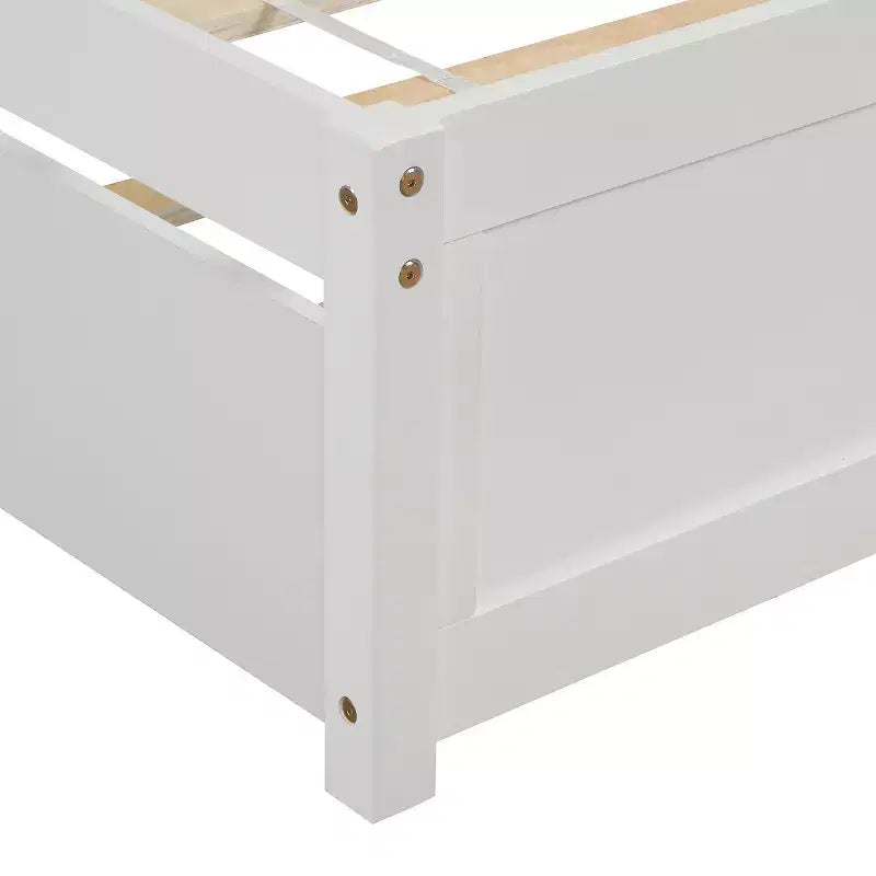 Letto a piattaforma singolo con letto estraibile, struttura del letto singolo in legno con testiera per camera da letto