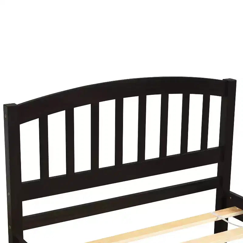 Letto a piattaforma singolo con letto estraibile, struttura del letto singolo in legno con testiera per camera da letto