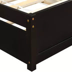 Letto a piattaforma singolo con letto estraibile, struttura del letto singolo in legno con testiera per camera da letto