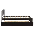 Letto a piattaforma singolo con letto estraibile, struttura del letto singolo in legno con testiera per camera da letto
