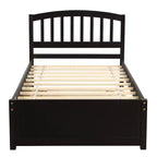 Letto a piattaforma singolo con letto estraibile, struttura del letto singolo in legno con testiera per camera da letto