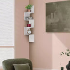 Libreria angolare a parete fluttuante Sorbus a 5 ripiani a zig zag (40 pollici di altezza) per soggiorno, camera da letto, ufficio e altro – Soluzione salvaspazio