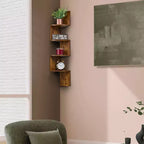 Libreria angolare a parete fluttuante Sorbus a 5 ripiani a zig zag (40 pollici di altezza) per soggiorno, camera da letto, ufficio e altro – Soluzione salvaspazio
