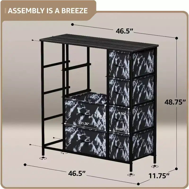 Cassettiera Sorbus a 12 cassetti - Mobile contenitore con struttura in acciaio, piano e maniglie in legno - Grande cassettiera per camera da letto, cameretta dei bambini e altro ancora