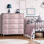 Cassettiera Sorbus a 12 cassetti - Mobile contenitore con struttura in acciaio, piano e maniglie in legno - Grande cassettiera per camera da letto, cameretta dei bambini e altro ancora