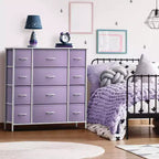 Cassettiera Sorbus a 12 cassetti - Mobile contenitore con struttura in acciaio, piano e maniglie in legno - Grande cassettiera per camera da letto, cameretta dei bambini e altro ancora