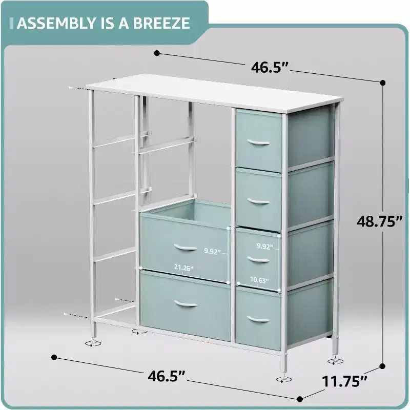 Cassettiera Sorbus a 12 cassetti - Mobile contenitore con struttura in acciaio, piano e maniglie in legno - Grande cassettiera per camera da letto, cameretta dei bambini e altro ancora