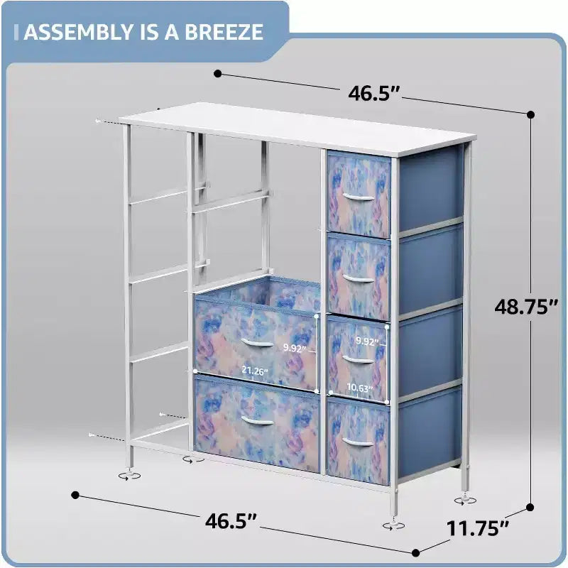 Cassettiera Sorbus a 12 cassetti - Mobile contenitore con struttura in acciaio, piano e maniglie in legno - Grande cassettiera per camera da letto, cameretta dei bambini e altro ancora