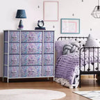 Cassettiera Sorbus a 12 cassetti - Mobile contenitore con struttura in acciaio, piano e maniglie in legno - Grande cassettiera per camera da letto, cameretta dei bambini e altro ancora
