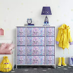 Cassettiera Sorbus a 12 cassetti - Mobile contenitore con struttura in acciaio, piano e maniglie in legno - Grande cassettiera per camera da letto, cameretta dei bambini e altro ancora
