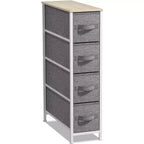 Cassettiera stretta a 4 cassetti Sorbus - con struttura in acciaio, piano in legno e cassetti in tessuto facili da estrarre per piccoli spazi, armadi, camera da letto, bagno e lavanderia