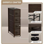 Cassettiera stretta a 4 cassetti Sorbus - con struttura in acciaio, piano in legno e cassetti in tessuto facili da estrarre per piccoli spazi, armadi, camera da letto, bagno e lavanderia