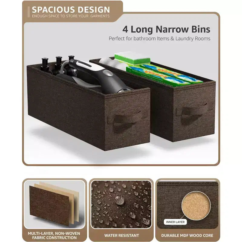 Cassettiera stretta a 4 cassetti Sorbus - con struttura in acciaio, piano in legno e cassetti in tessuto facili da estrarre per piccoli spazi, armadi, camera da letto, bagno e lavanderia