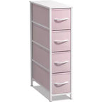 Cassettiera stretta a 4 cassetti Sorbus - con struttura in acciaio, piano in legno e cassetti in tessuto facili da estrarre per piccoli spazi, armadi, camera da letto, bagno e lavanderia