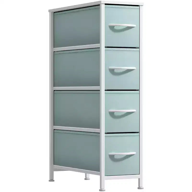Sorbus 4 Drawers Narrow Dresser - with Steel Frame, Wood Top & Easy Pull Fabric Bins for Small Spaces, Closets, Bedroom, Bathroom & Laundry