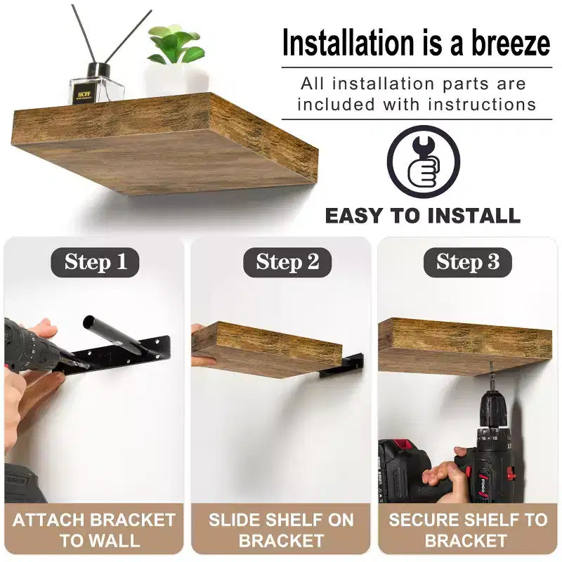 Sorbus, mensole quadrate galleggianti a parete, 22,86 cm, 4 pezzi, per camera da letto, cucina, soggiorno, bagno