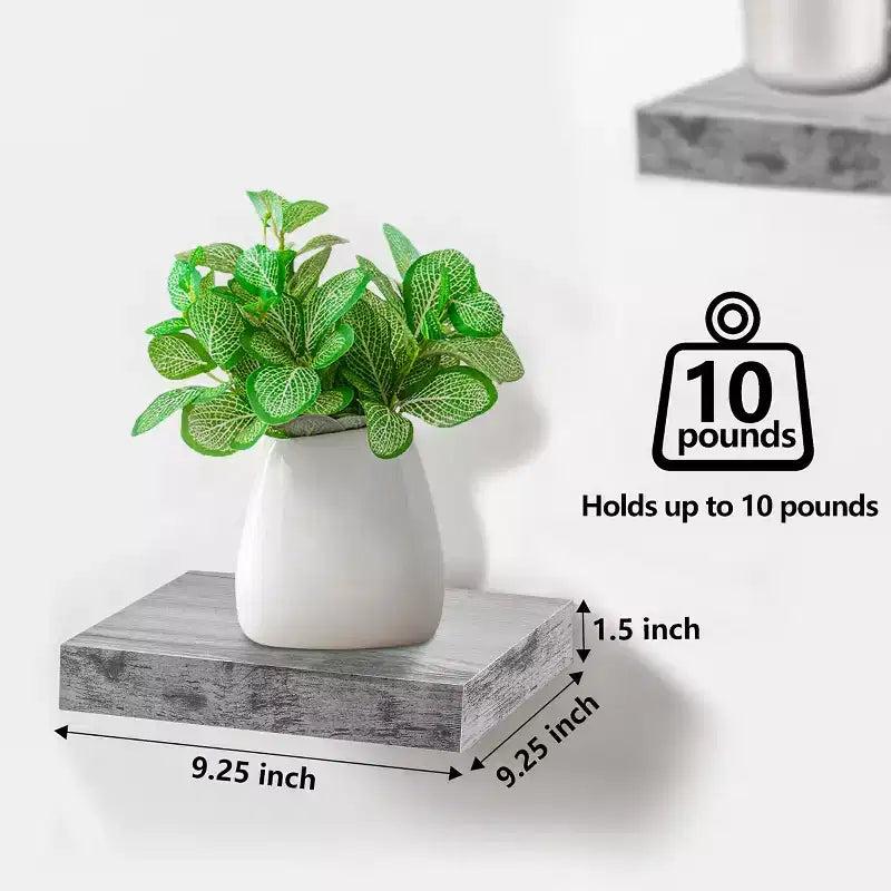 Sorbus, mensole quadrate galleggianti a parete, 22,86 cm, 4 pezzi, per camera da letto, cucina, soggiorno, bagno