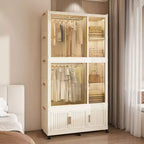 Armadio Portatile, Organizzatore per Vestiti, Guardaroba con Ante Magnetiche Trasparenti e Asta Appendiabiti per Soggiorno e Camera da Letto