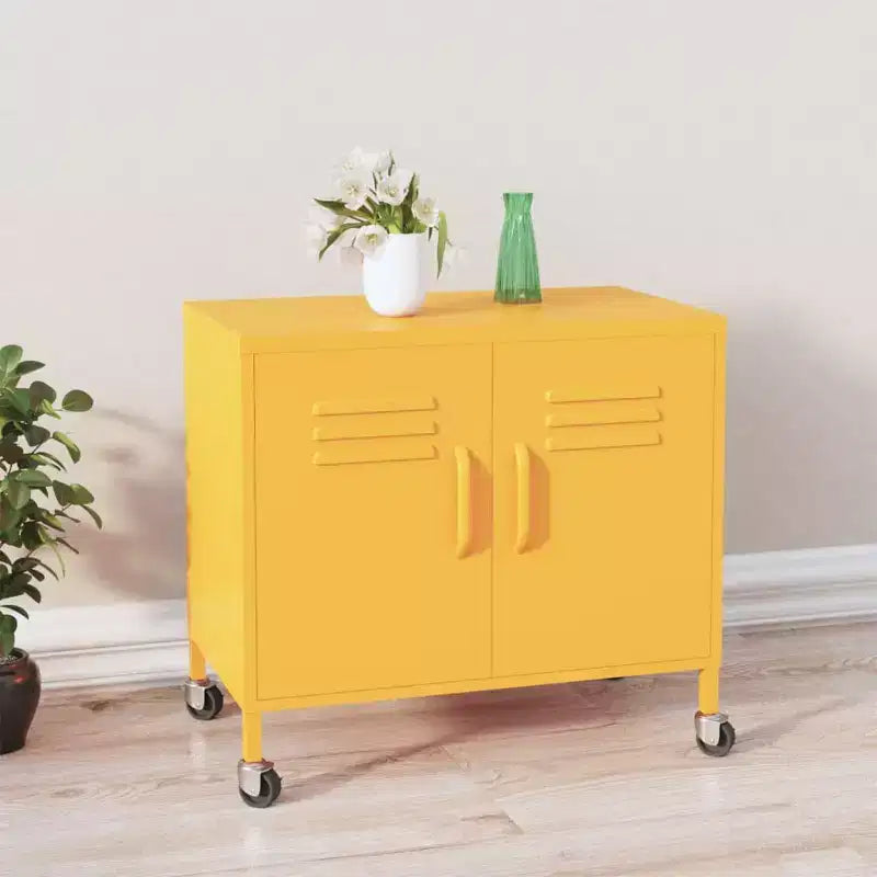 CLIHOME Armadietto portaoggetti resistente, armadietto portadocumenti autoportante con ruote per ufficio domestico, stile industriale