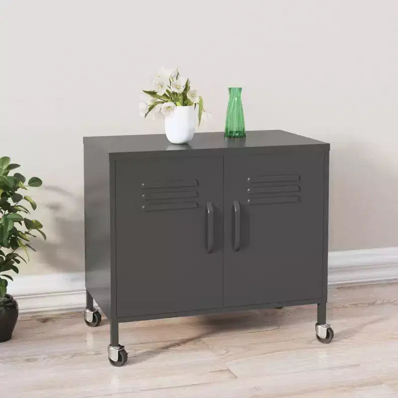 CLIHOME Armadietto portaoggetti resistente, armadietto portadocumenti autoportante con ruote per ufficio domestico, stile industriale