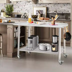 Tavolo in acciaio inossidabile, tavolo da lavoro commerciale in metallo per impieghi gravosi con ripiani aperti per cucine di ristoranti, casa, hotel, preparazione di alimenti