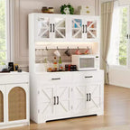 Dyonery 71 Armadietto da cucina a dispensa con 71 LED e presa di corrente, Armadietto per bar caffè, Credenza a buffet grande da cucina con porta-oggetti e scaffali
