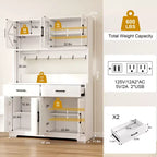 Dyonery 71 Armadietto da cucina a dispensa con 71 LED e presa di corrente, Armadietto per bar caffè, Credenza a buffet grande da cucina con porta-oggetti e scaffali