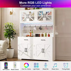 Dyonery 71 Armadietto da cucina a dispensa con 71 LED e presa di corrente, Armadietto per bar caffè, Credenza a buffet grande da cucina con porta-oggetti e scaffali
