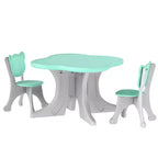 Whisen Set da Tavolo e Sedie per Bambini in 3 Pezzi, Set da Tavolo e Sedie per Bambini con Scrivania Leggera in HDPE - Azzurro