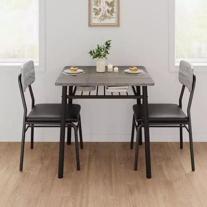 COZONY Set Tavolo da Pranzo Compatto con Sedie Imbottite, Tavolo da Cucina Quadrato Piccolo e Supporto con Gambe in Metallo per Sala da Pranzo