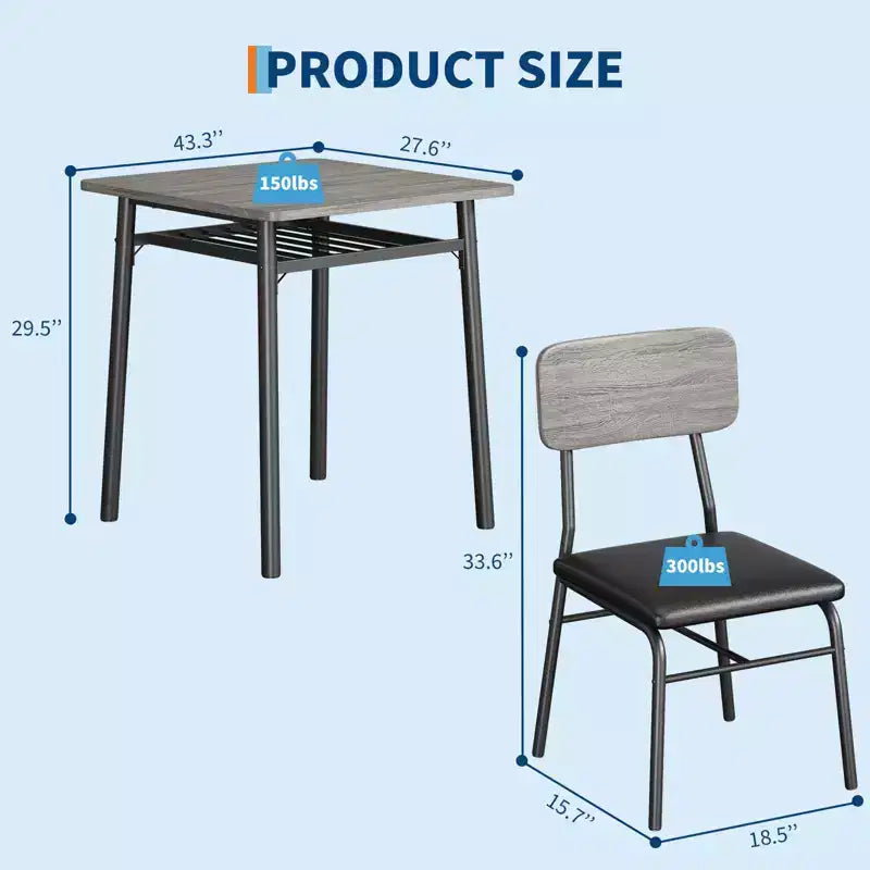 COZONY Set Tavolo da Pranzo Compatto con Sedie Imbottite, Tavolo da Cucina Quadrato Piccolo e Supporto con Gambe in Metallo per Sala da Pranzo