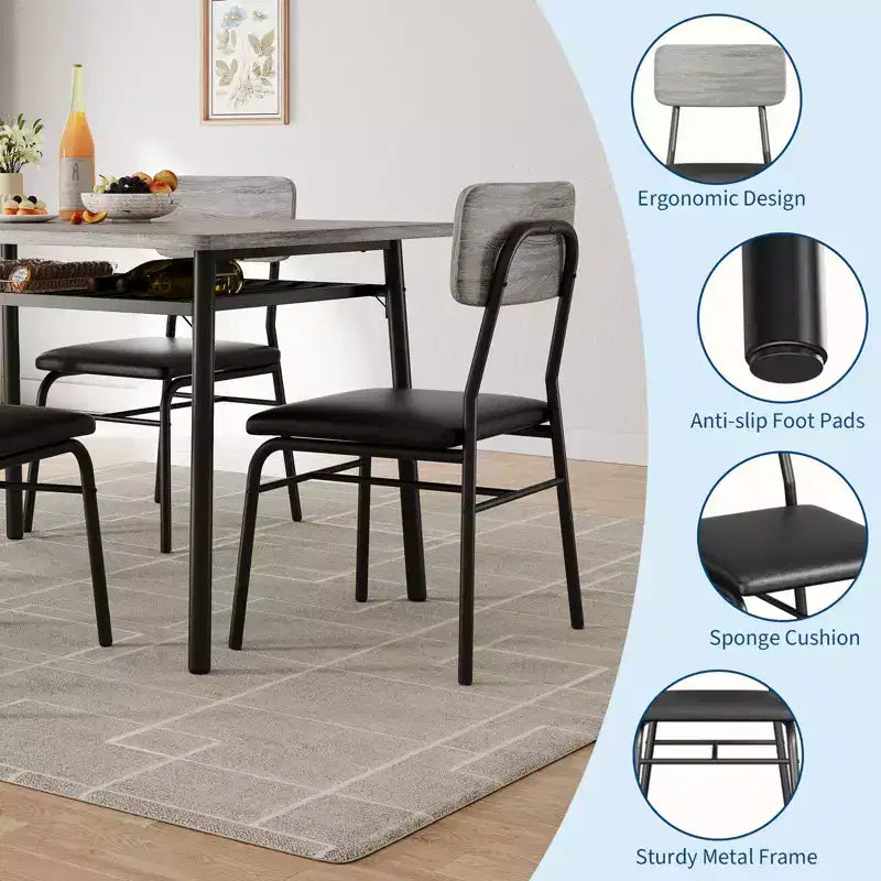 COZONY Set Tavolo da Pranzo Compatto con Sedie Imbottite, Tavolo da Cucina Quadrato Piccolo e Supporto con Gambe in Metallo per Sala da Pranzo