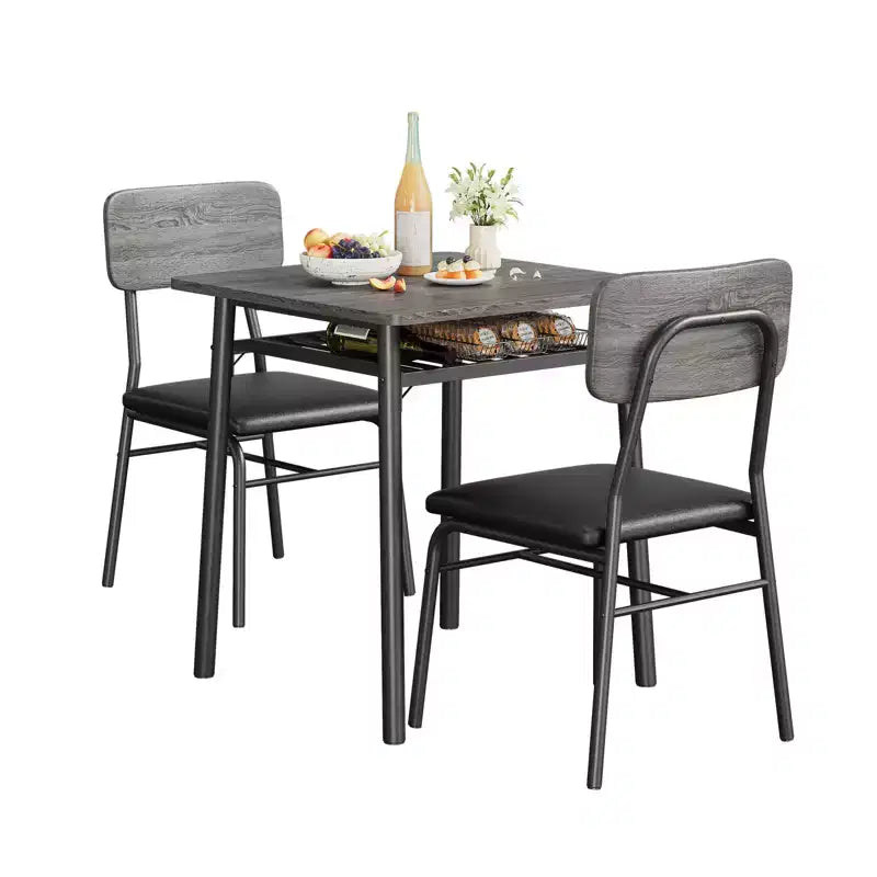 COZONY Set Tavolo da Pranzo Compatto con Sedie Imbottite, Tavolo da Cucina Quadrato Piccolo e Supporto con Gambe in Metallo per Sala da Pranzo