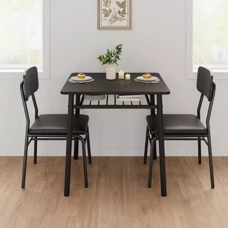 COZONY Set Tavolo da Pranzo Compatto con Sedie Imbottite, Tavolo da Cucina Quadrato Piccolo e Supporto con Gambe in Metallo per Sala da Pranzo
