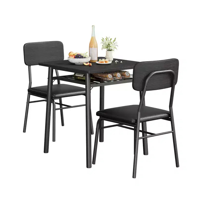 COZONY Set Tavolo da Pranzo Compatto con Sedie Imbottite, Tavolo da Cucina Quadrato Piccolo e Supporto con Gambe in Metallo per Sala da Pranzo