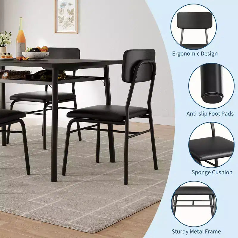COZONY Set Tavolo da Pranzo Compatto con Sedie Imbottite, Tavolo da Cucina Quadrato Piccolo e Supporto con Gambe in Metallo per Sala da Pranzo