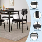 COZONY Set Tavolo da Pranzo Compatto con Sedie Imbottite, Tavolo da Cucina Quadrato Piccolo e Supporto con Gambe in Metallo per Sala da Pranzo