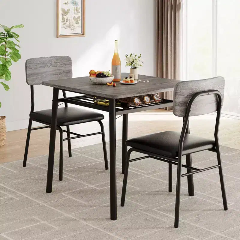 COZONY Set Tavolo da Pranzo Compatto con Sedie Imbottite, Tavolo da Cucina Quadrato Piccolo e Supporto con Gambe in Metallo per Sala da Pranzo