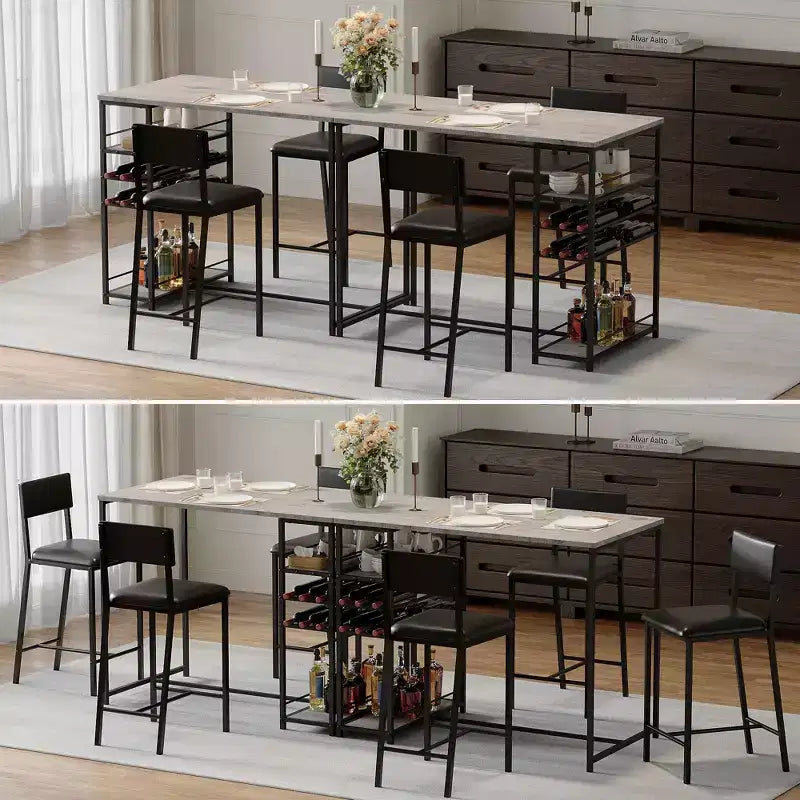 COZONY Set da Pranzo a 2 Posti ad Altezza Bancone con Contenitore, Sedie Imbottite per Cucina e Angolo Colazione per Piccoli Spazi