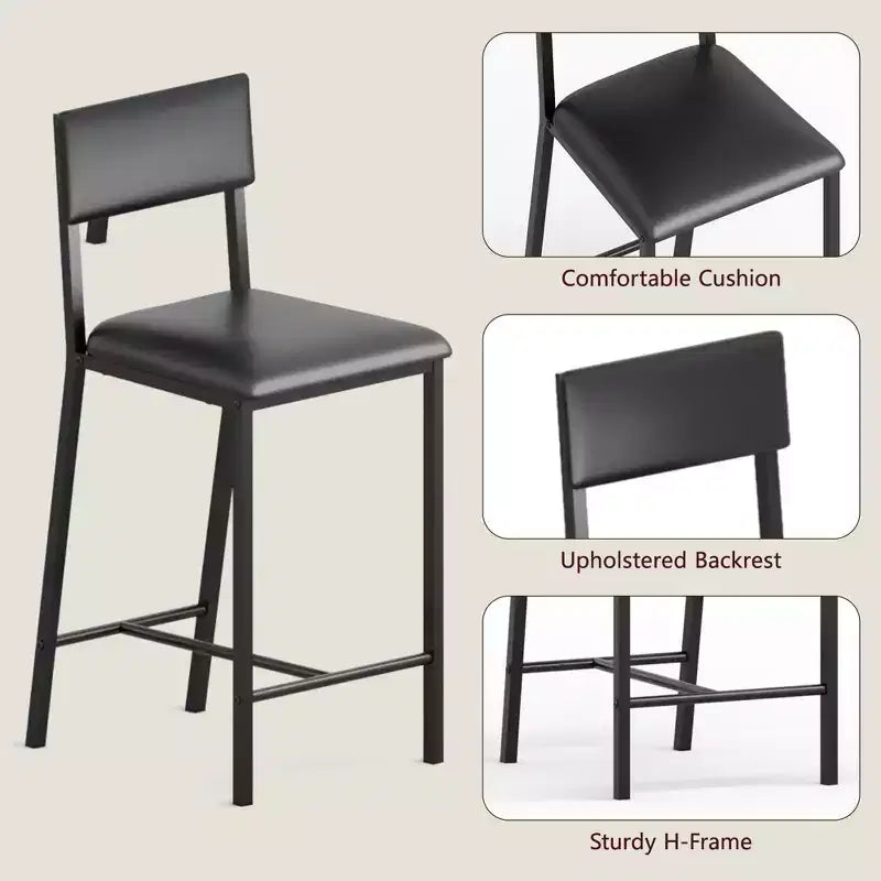 COZONY Set da Pranzo a 2 Posti ad Altezza Bancone con Contenitore, Sedie Imbottite per Cucina e Angolo Colazione per Piccoli Spazi